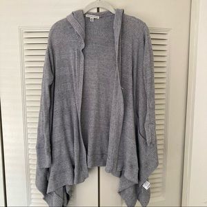 American Eagle Hooded Gray 3/4 Sleeve Sweater Cardigan